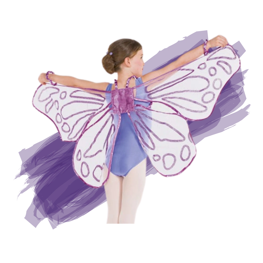 Floating Wings with Glitter - purple