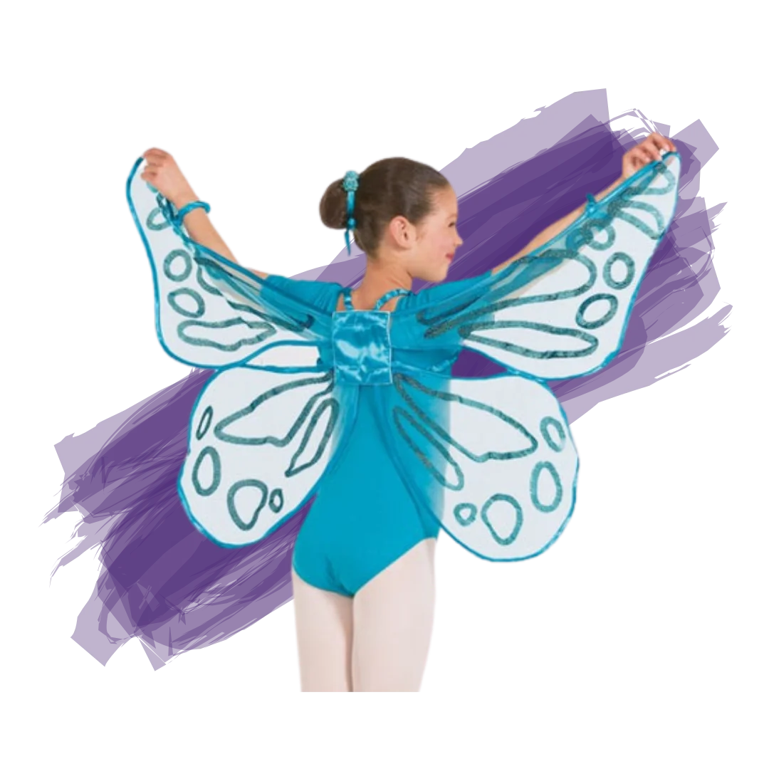 Floating Wings with Glitter - turquoise