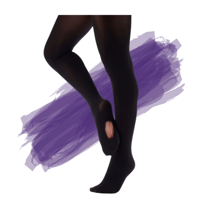 Convertible Toe Ballet Tights - Teens and Adult - Black